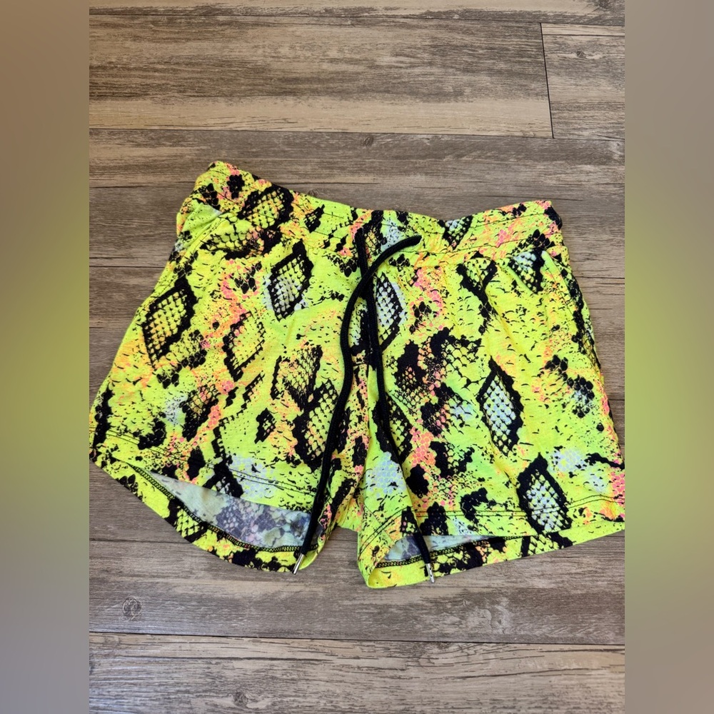 Electric Neon Snake Print Lounge Shorts.